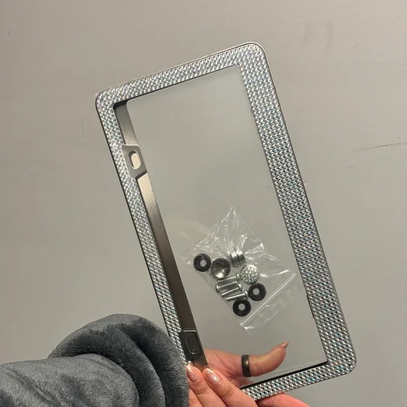 Silver Rhinestone License Plate Frame - Picture 3 of 3